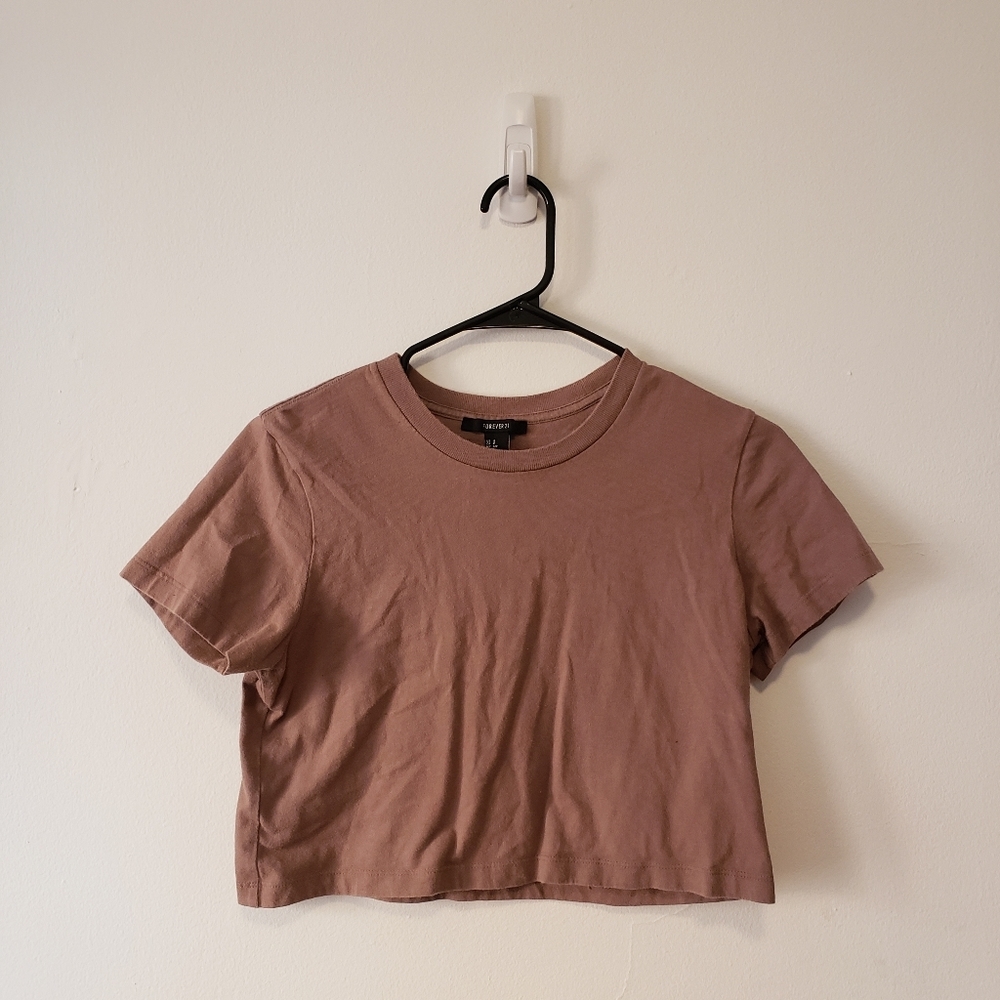 Beige Boxy Crop Top